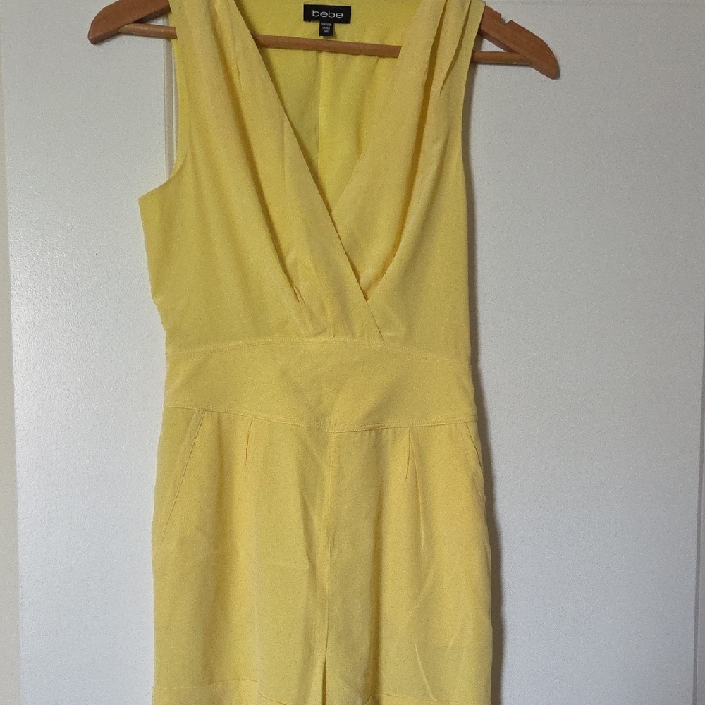 bebe Yellow Sleeveless Jumpsuit